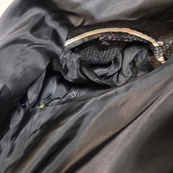 1990s Wool Coat Womens XL Grey Teal Plaid Double Breasted Alorna Forstmann GUC - Picture 6 of 7